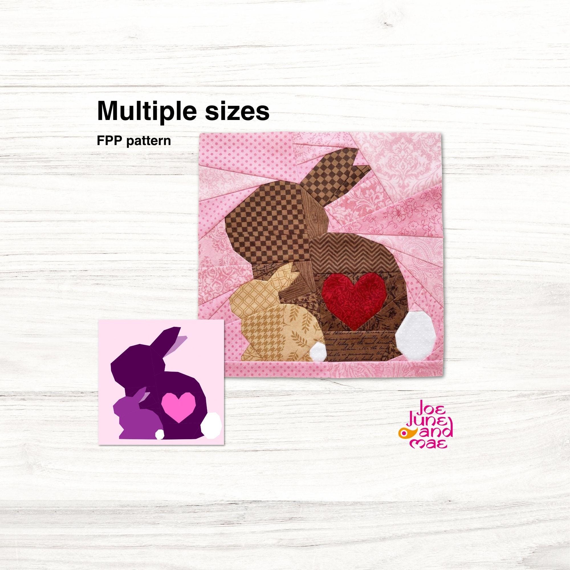 Bunny 5 Sizes Quilt Block Pattern: Foundation Paper Pieced, PDF Pattern ...