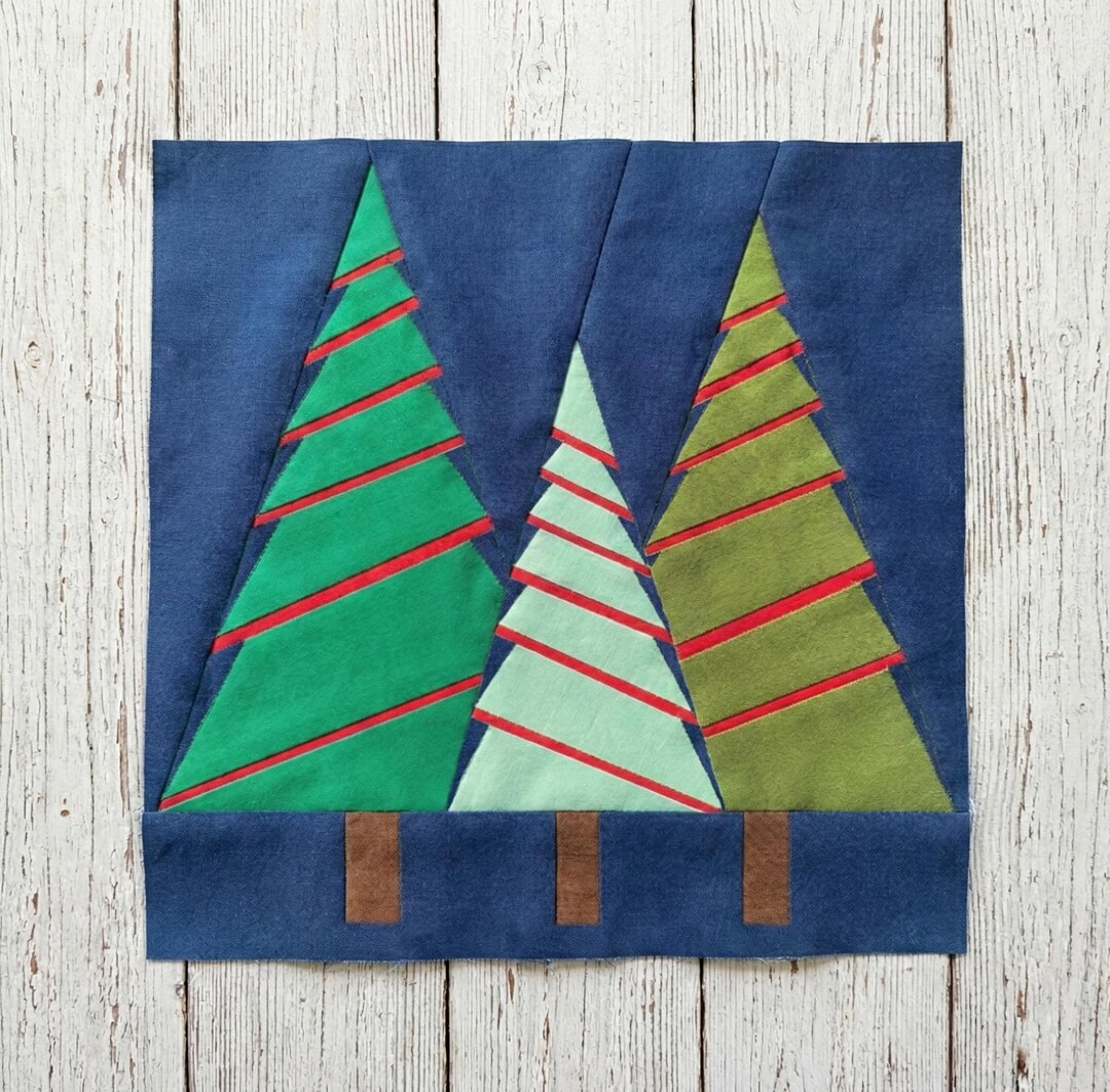 3 Tree Quilt Block, 4 Sizes PDF Pattern Instant Download, Foundation ...