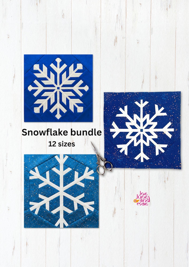 Snowflake Bundle 12 Sizes, Quilt Block Pattern: Foundation Paper ...