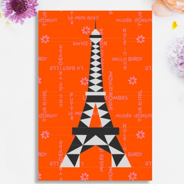 Eiffel Tower Quilt Block Pattern, PDF instant download, La Tour Eiffel quilt pattern, Foundation Paper Piecing Pattern