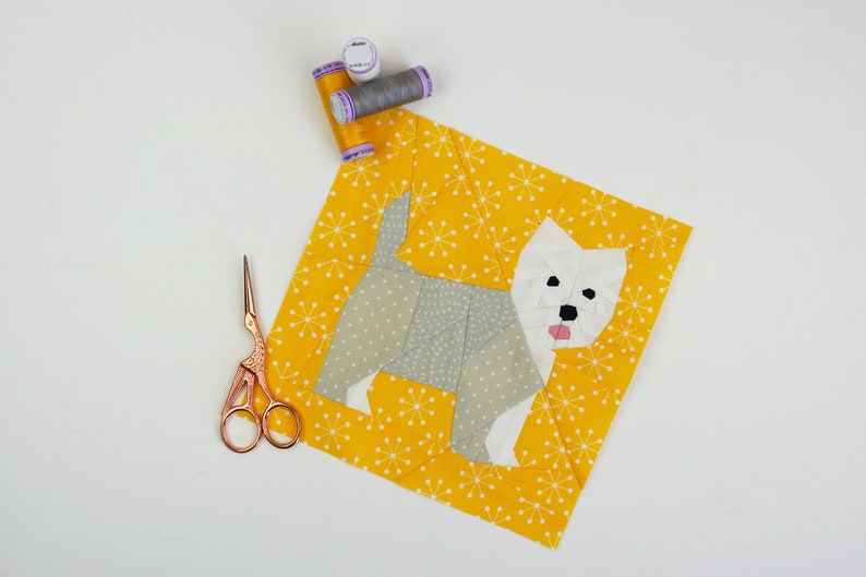 West Highland Terrier Quilt Block Pattern, PDF Instant download,Foundation Paper Piecing Pattern image 2