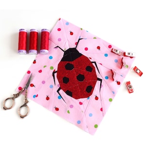 Ladybug Quilt Block Pattern, PDF instant download, Foundation Paper Piecing Pattern