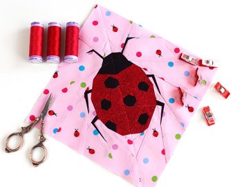 Lady bug Quilt Block Pattern, PDF instant download, Foundation Paper Piecing Pattern