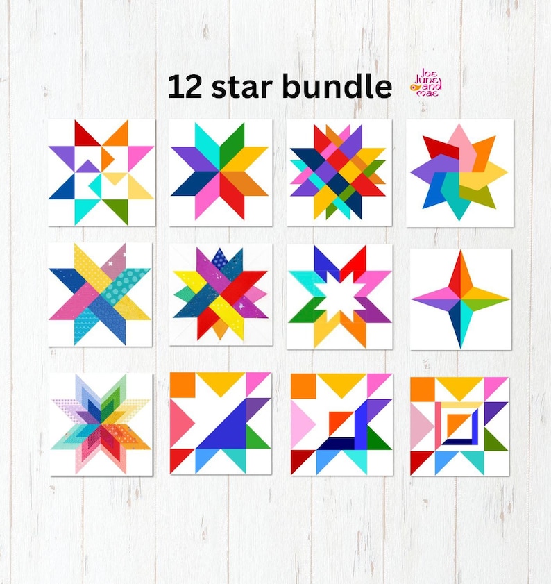 12 Star Quilt Block Pattern Bundle: FPP Designs (PDF Download, Multiple ...