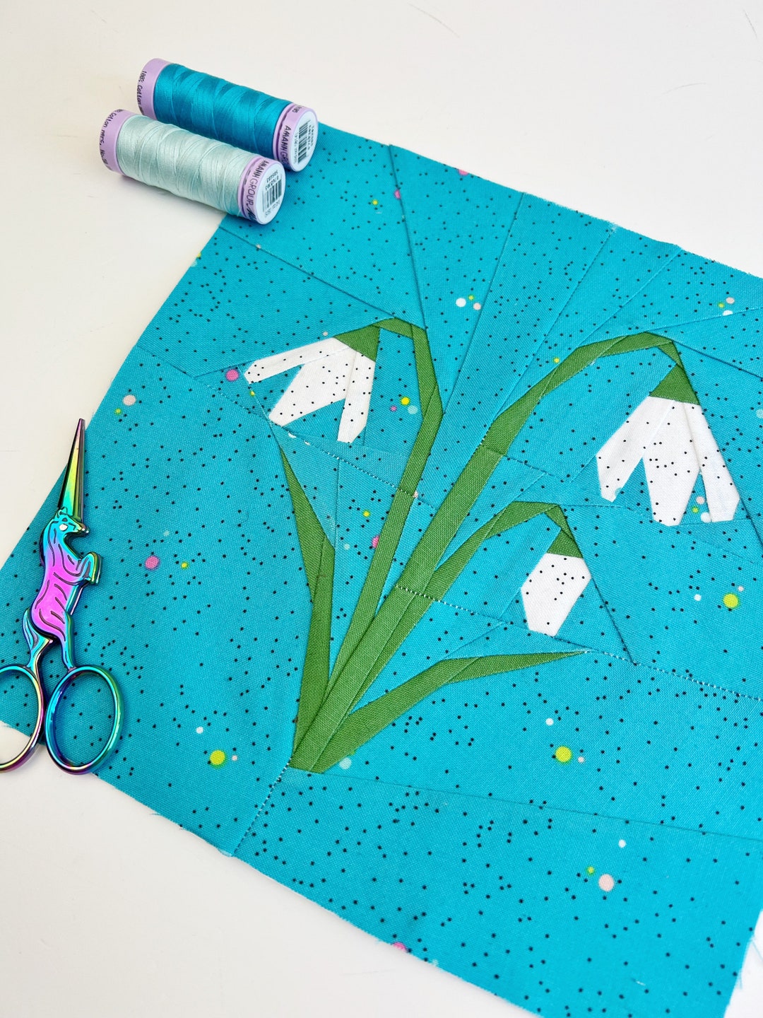 Snowdrops Quilt Block Pattern, Snowdrops Pattern, PDF Instant Download