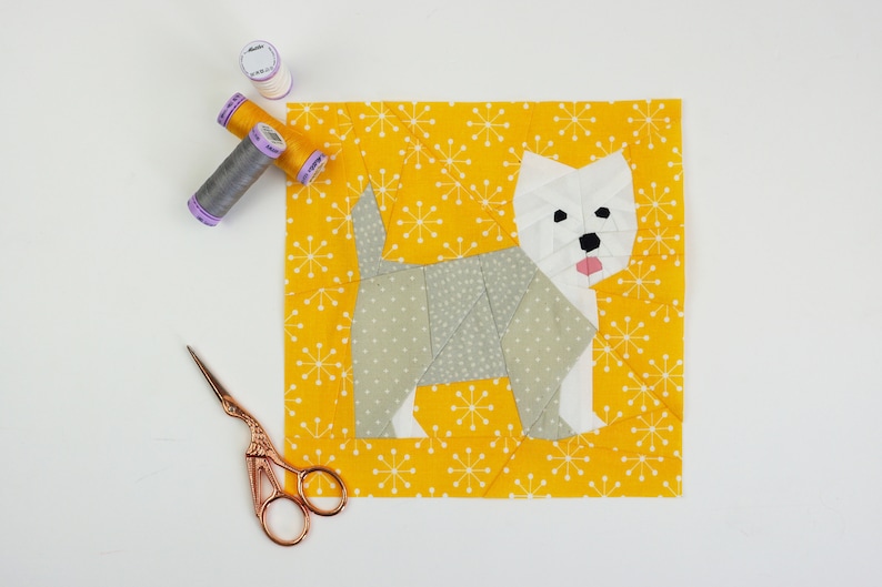 West Highland Terrier Quilt Block Pattern, PDF Instant download,Foundation Paper Piecing Pattern image 6