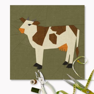 Cow Cattle Quilt Block Pattern, 4 sizes PDF Instant download, Foundation Paper Piecing Pattern