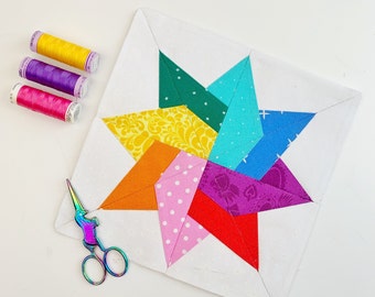 8-point-Tangled Star, 6 sizes Star Quilt Block Pattern, PDF instant download, Foundation Paper Piecing Pattern