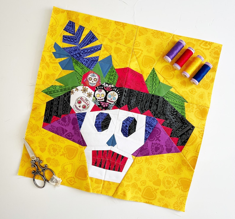 La Calavera Catrina Quilt Block Pattern PDF Instant Download Etsy