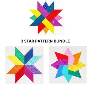 3 Sternmusterpakete mit je 5 Größen, PDF-Sofort-Download, Foundation-Papier, Häkelmuster