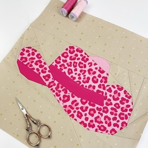 Cowboy Hat Quilt Block, 5 sizes PDF Instant download, FPP patchwork pattern