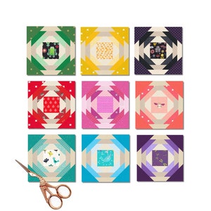 Ananas 9 misure PDF Quilt Block Pattern, download immediato, modello Simple Foundation Paper Piecing