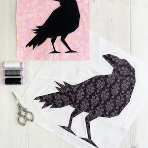 Raven-Crow Quilt Block Pattern, 3 sizes PDF instant download, Foundation Paper Piecing Pattern image 6