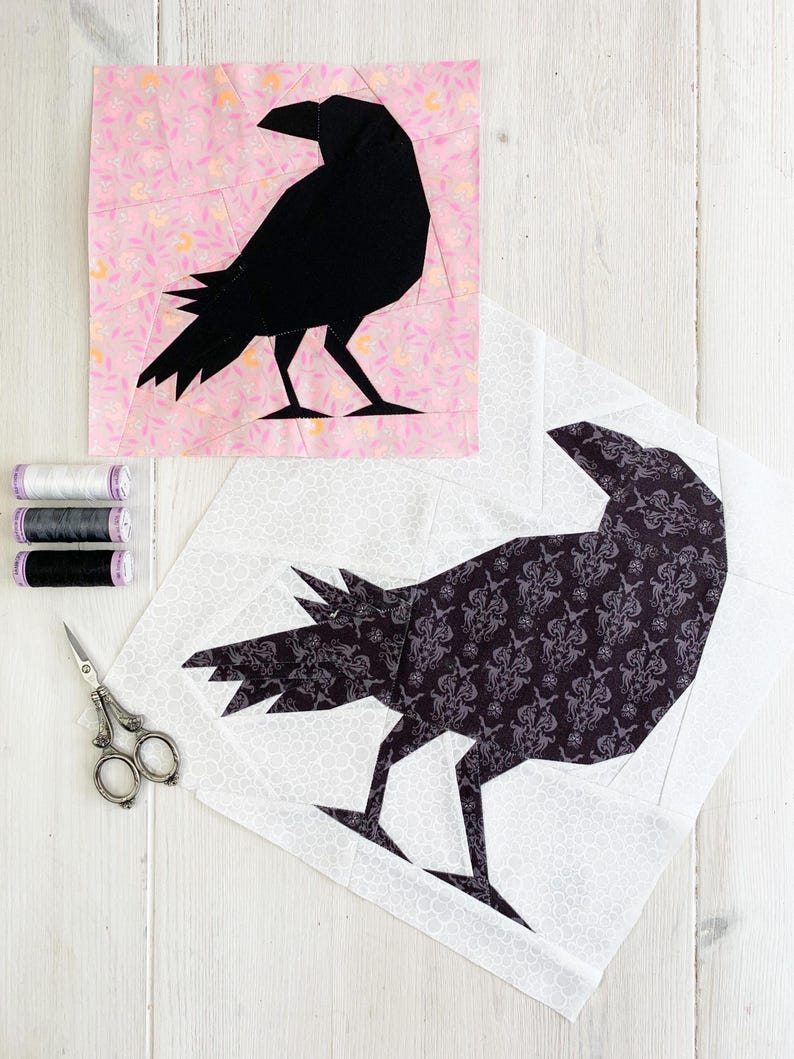 Raven-Crow Quilt Block Pattern, 3 sizes PDF instant download, Foundation Paper Piecing Pattern image 6
