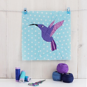 Hummingbird Quilt Block Pattern, PDF Instant download, Foundation Paper Piecing Pattern