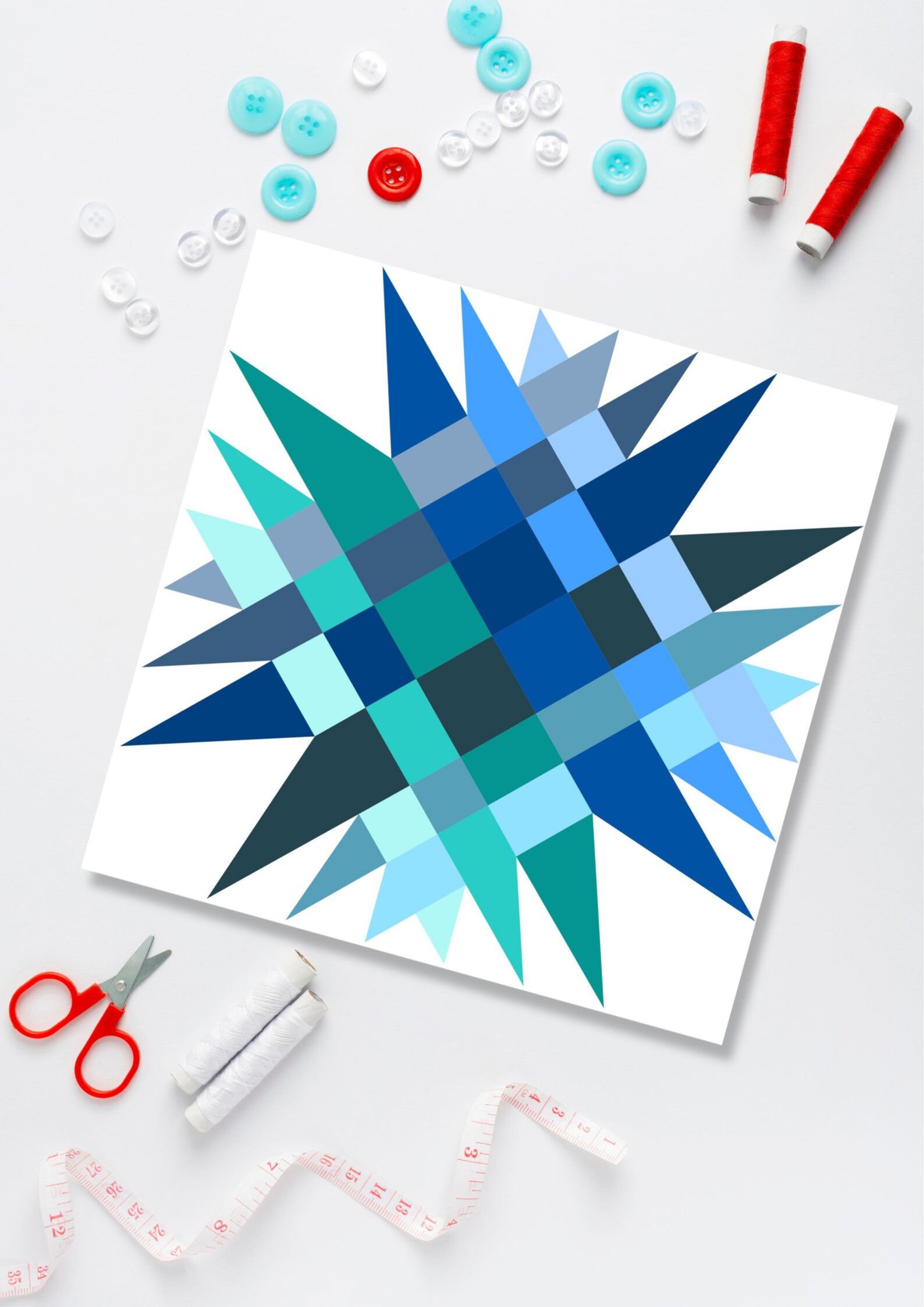 Triple Star Pattern Triple Woven Star Quilt Block Pattern: 5 Sizes (PDF Download) - Etsy