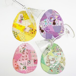 Patched Easter Egg placemat and Coaster/ Mug rug pattern. These are made out of random fabric scraps, they're the perfect scrap busters.