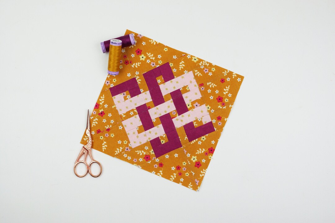 Endless Knot Quilt Block Pattern, PDF Instant Download, Auspicious