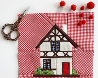 Timbered house pattern, house Quilt Block Pattern, PDF instant download, Foundation Paper Piecing Pattern