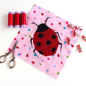 Lady bug Quilt Block Pattern, PDF instant download, Foundation Paper Piecing Pattern image 2