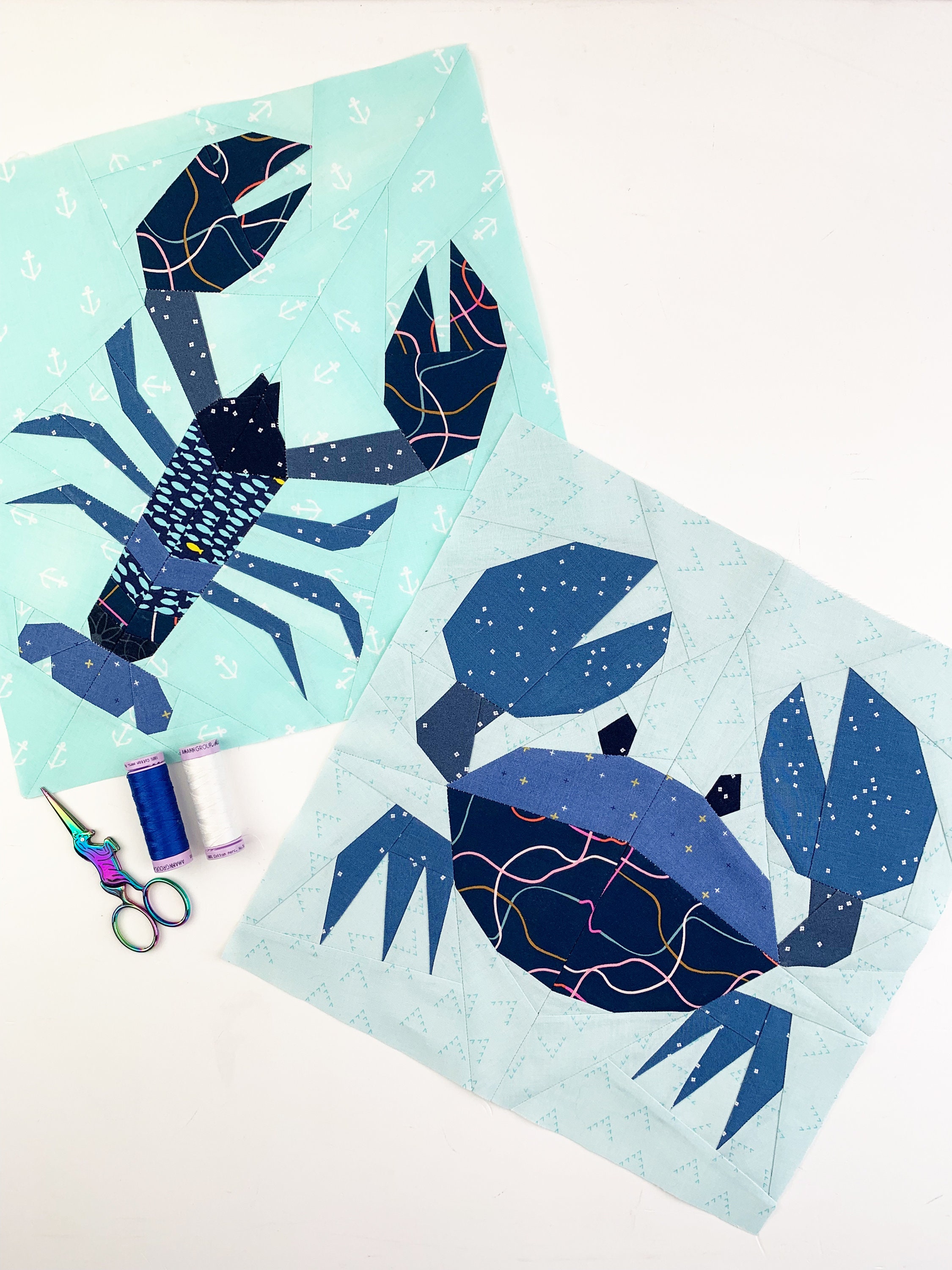 Crab and Lobster Quilt Pattern Bundle: Nautical FPP (PDF Pattern)