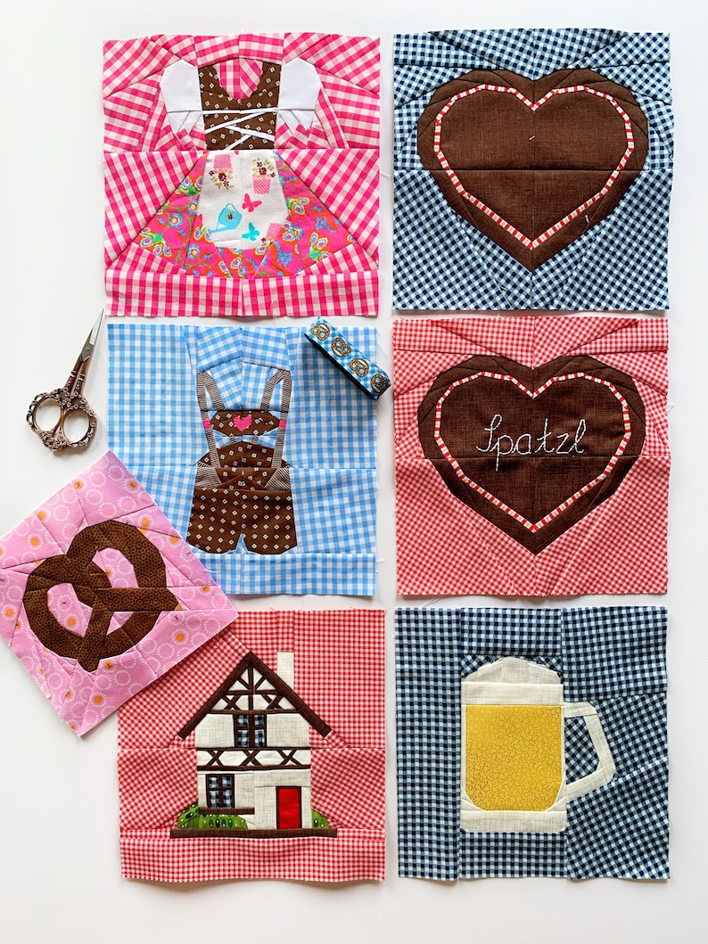 Lederhosen Quilt Block Pattern, 4 Sizes PDF Instant Download