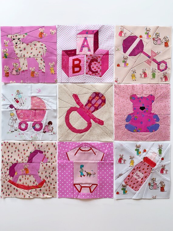 Baby Quilt Block Set PDF Baby Quilt Block Pattern Etsy