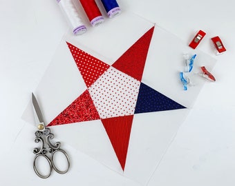 5 Point Star, 9 sizes PDF instant download, Classic Star FPP pattern