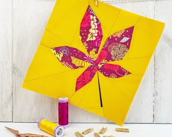 Chestnut Leaf Quilt Block Pattern, 4 sizes,  Foundation Paper Pieced (PDF Download)