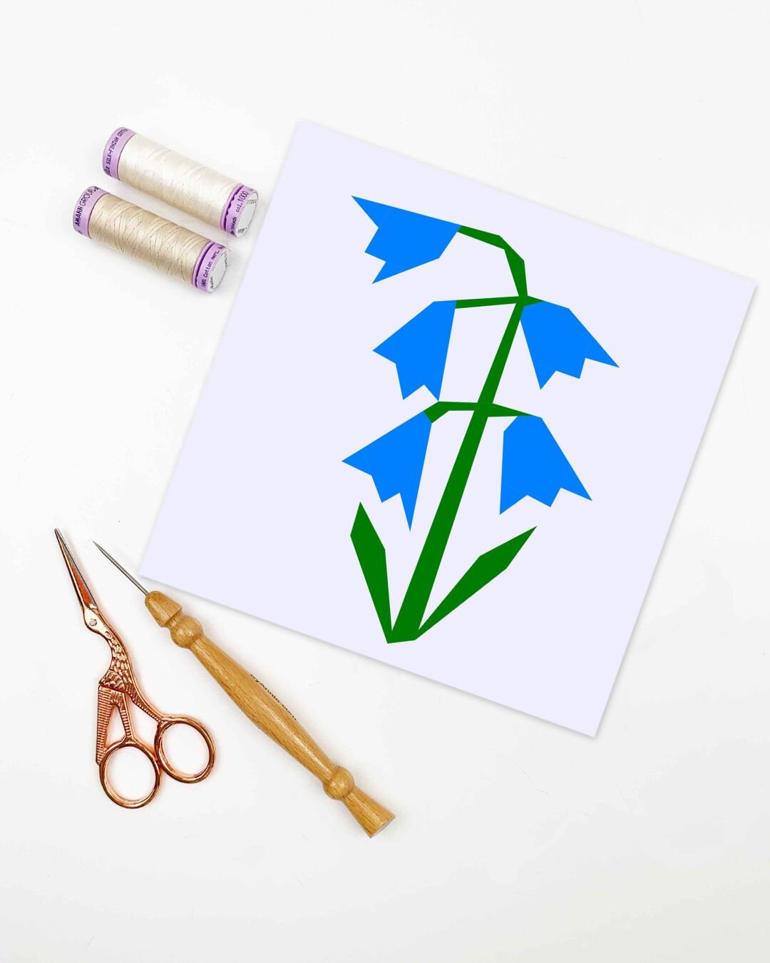 Bluebell Quilt Block Pattern, PDF Instant Download, Foundation Paper ...