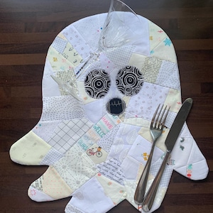Patchwork-Geister-Platzset/Untersetzer-Muster: Gesteppte Herbstdeko (PDF-Muster)