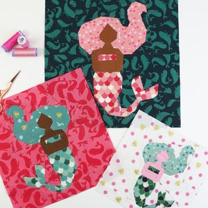 Mermaid Quilt Block Pattern, Nautical quilt pattern, PDF instant download, Foundation Paper Piecing Pattern