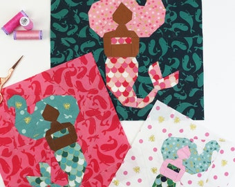 Mermaid Quilt Block Pattern: Nautical Foundation Paper Piecing (PDF Download)