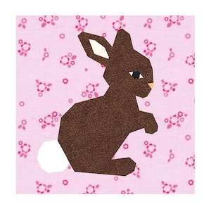 Bunny Quilt Block Pattern, 3 sizes PDF Instant download, Foundation Paper Piecing Pattern, Easter quilt block