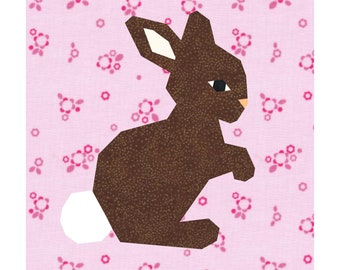 Bunny Quilt Block Pattern, 3 sizes, Foundation Paper Piecing (PDF Download)