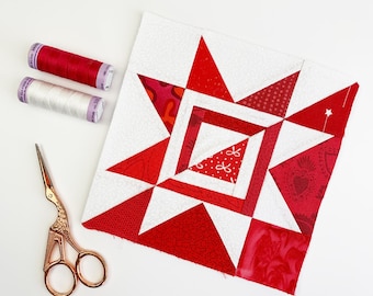 Yin-Yang Star Quilt Block Pattern: Foundation Paper Piecing (PDF Download)
