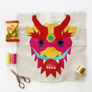 Chinese Lunar New Year Quilt Block Pattern, 7 Designs, Dragon ...