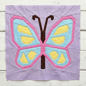 Butterfly 4 sizes Quilt Block Pattern, PDF instant download, Easter quilt, Foundation Paper Pieced image 1