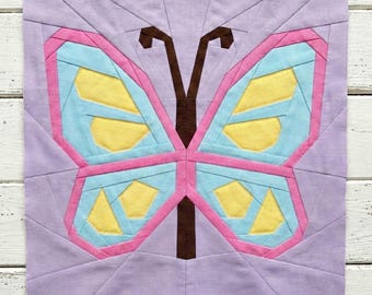 Butterfly 4 sizes Quilt Block Pattern, PDF instant download, Easter quilt, Foundation Paper Pieced