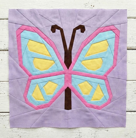 Butterfly 4 sizes Quilt Block Pattern, PDF instant download, Easter quilt, Foundation Paper Pieced