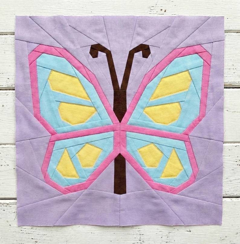 Butterfly 4 sizes Quilt Block Pattern, PDF instant download, Easter quilt, Foundation Paper Pieced image 1