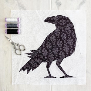 Raven-Crow Quilt Block Pattern, 3 sizes PDF instant download, Foundation Paper Piecing Pattern image 3