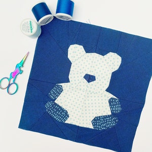 Teddy Bear Paper Piecing Pattern, PDF instant download, Baby Quilt Pattern, Foundation Paper Piecing Pattern