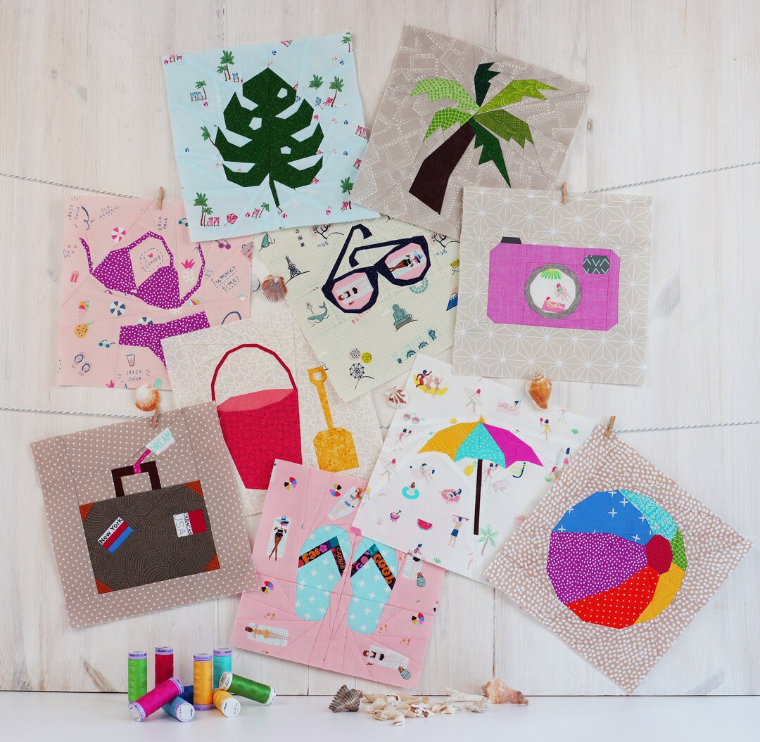 16 Beach Quilt Block Pattern, PDF Pattern Instant Download, 16 Beach Quilt Pattern, Patchwork