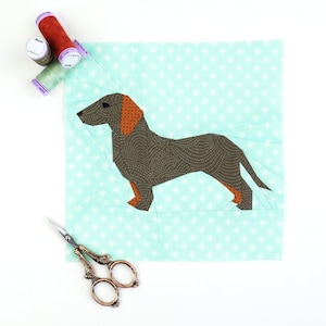 Dachshund/ Wiener dog Quilt Block Pattern, PDF Instant download, Foundation Paper Piecing Pattern