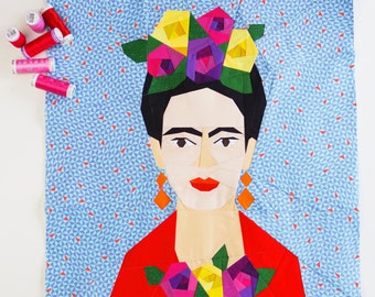 Frida inspired Quilt Block Pattern, PDF instant download, Foundation Paper Piecing Pattern