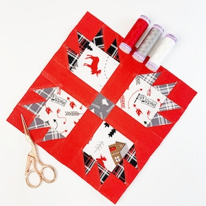 Bear paw quilt block pattern, 4 sizes PDF instant download, Foundation Paper Piecing Pattern