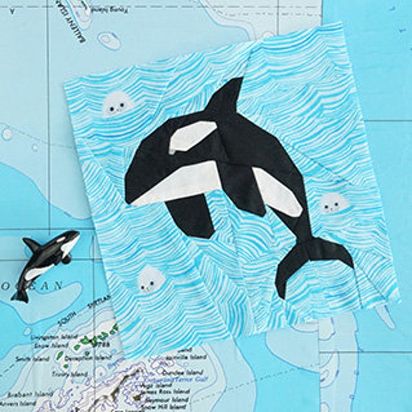 Orca Quilt Block Pattern, Wale PDF Instant download, Nautical Foundation Paper Piecing Pattern, Modern Quilt Pattern