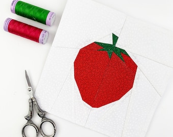 Strawberry quilt block, 6 sizes PDF instant download, fruit quilt Foundation Paper Piecing Pattern