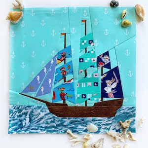 Segelyacht Quilt-Block-Muster, PDF sofortiger Download, Boot Quilt-Muster, Foundation Paper Piecing Pattern